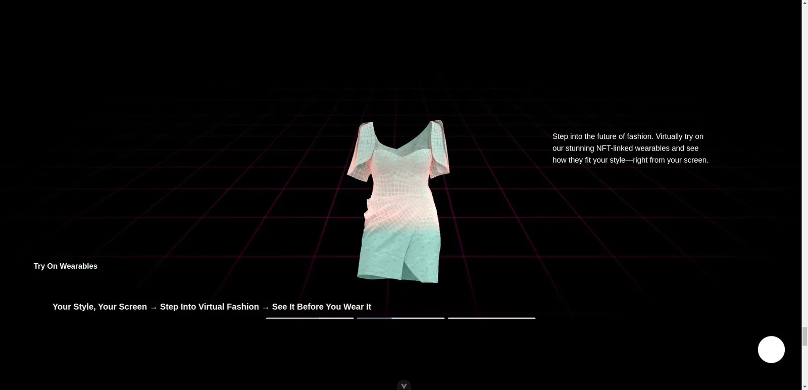 Digitee 3D virtual try-on showing a dress on a grid floor