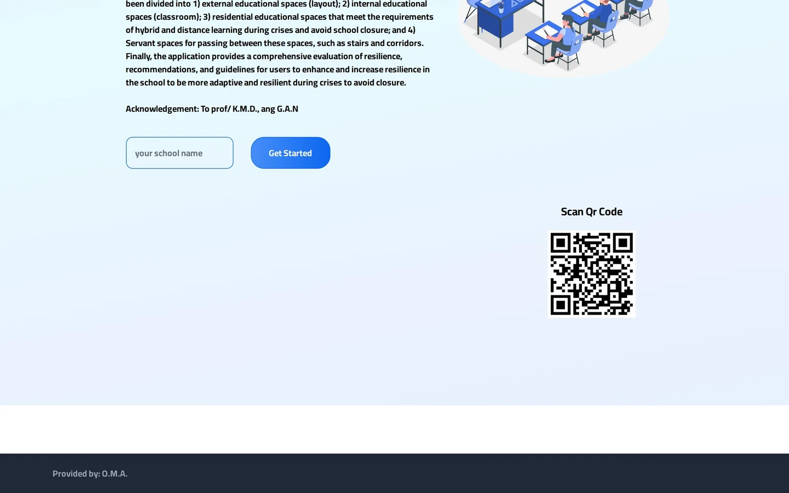 Resilience Scale for Schools section with a QR code